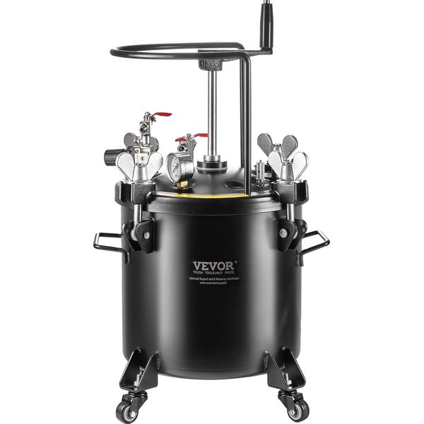 Serbatoio A Pressione Vevor Per Vernice A Spruzzo, Serbatoio A Pressione Da 20 L, Pressione Regolabile A 70 Psi, Contenitore Per Vernice A Pressione Con Rulli E Sigillante Per La Riparazione Delle Perdite,-image