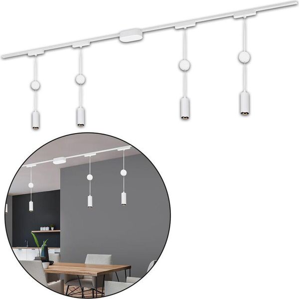 Sistema Di Binari Briloner Luxtrail, Set Completo, 4X Led A Sospensione, Bianco-image