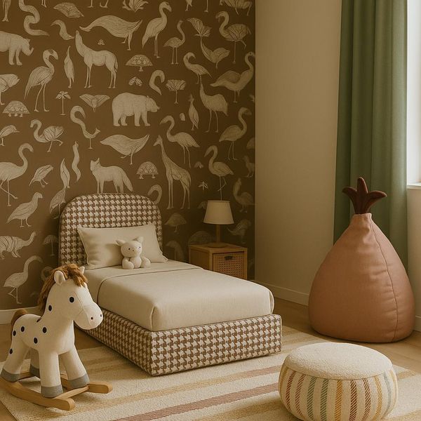 Letto Imbottito Moon Brown 90X200 Rete A Doghe In Metallo Letto Di Alta Qualità Con Rete E Contenitore - Collezione Per Bambini-image