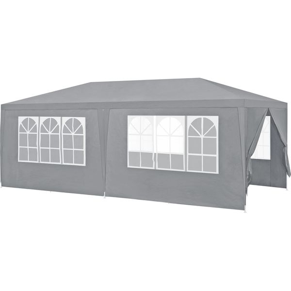 [Padiglione 600X300X255Cm Tenda Da Giardino Tenda Per Feste Padiglione Da Giardino Tenda Per Birra Tendone Grigio Scuro-image