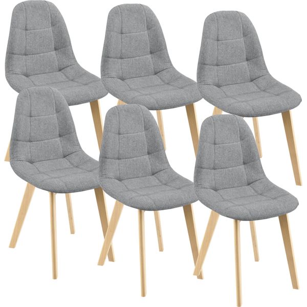 Sedia Da Sala Da Pranzo Kopparberg Set Di 6 Sedie In Tessuto Faggio Sedia Da Soggiorno 86 X 53 X 47 Cm Grigio Chiaro-image
