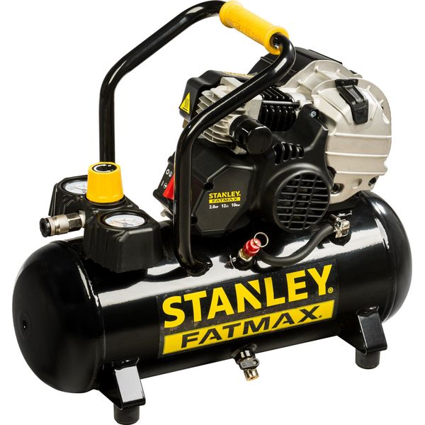 Stanley Compressor Hy 227/10/12 FMXCM0 - Compressore D'aria 10Bar - 12L - 222L/Min - Maniglia Antiscivolo Integrata - Nero-image
