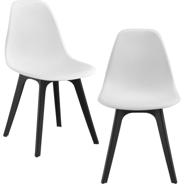 [2X Sedie Di Design Sedia Da Pranzo Bianca E Nera In Plastica In Stile Scandinavo-image