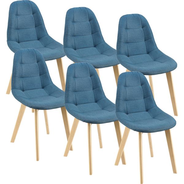 Sedia Da Sala Da Pranzo Kopparberg Set Di 6 Sedie In Tessuto Faggio Sedia Da Soggiorno 86 X 53 X 47 Cm Blu-image