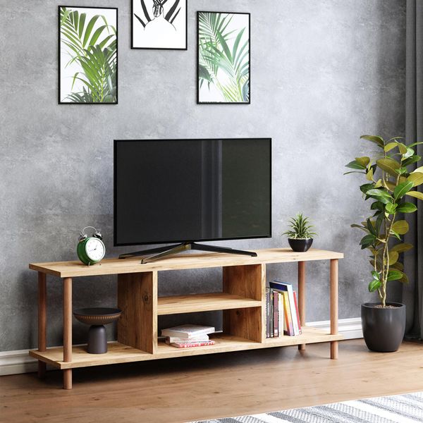 Mobile Tv ÆRøSkøBing Con 2 Vani Portaoggetti Panca Tv 43 X 120 X 29 Cm Tavolo Tv Con 2 Vani Portaoggetti Mobile Tv Ribassato Mobile Tv Look Legno-image