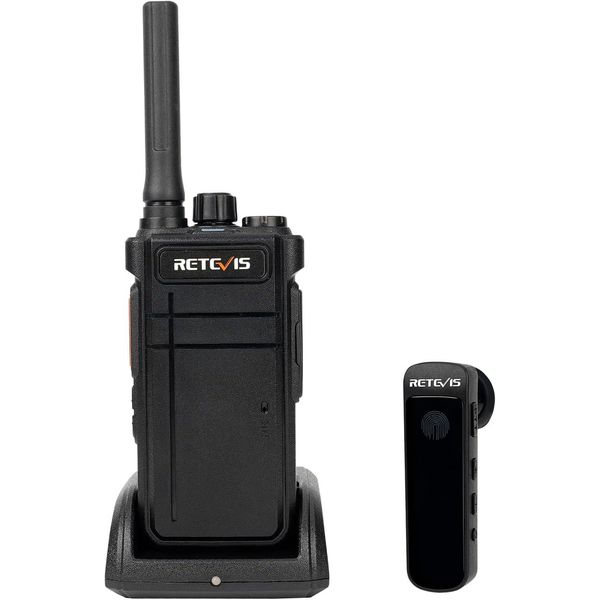 Retevis RB637 Radio Bluetooth, Walkie Talkie Con Auricolare Bluetooth, 2000 Mah Usb Ricaricabile, Torcia, Walkie Talkie Vivavoce Con Clone Wireless (Nero, 1 Pezzo)-image