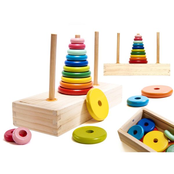 Piramide Di Legno Con Base A Torre Arcobaleno-image