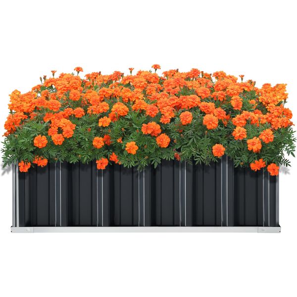 Aiuola Zevenaar 90 X 90 X 30 Cm Aiuola Rialzata Fioriera Resistente Alle Intemperie In Acciaio Zincato Grigio Antracite-image