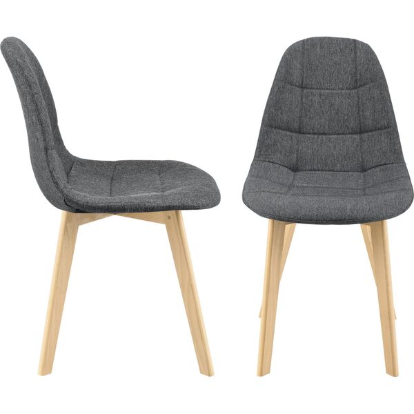 Sedia Da Sala Da Pranzo Kopparberg Set Di 2 Sedie In Tessuto Faggio Sedia Da Soggiorno 86 X 53 X 47 Cm Grigio Scuro-image