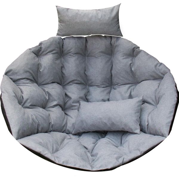 Cuscino Per Sedia Sospesa, Imbottitura Per Altalena Polyrattan / Rattan, Cuscino Per Cesto Sospeso Rotondo, Cuscino Per Lo Schienale-Xxl 110Cm-Grigio Chiaro-image