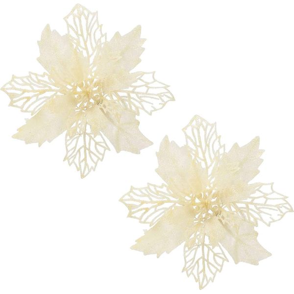 Springos Fiore Di Stella Di Natale Artificiale 14 X 16 Cm Semitrasparente Crema-image