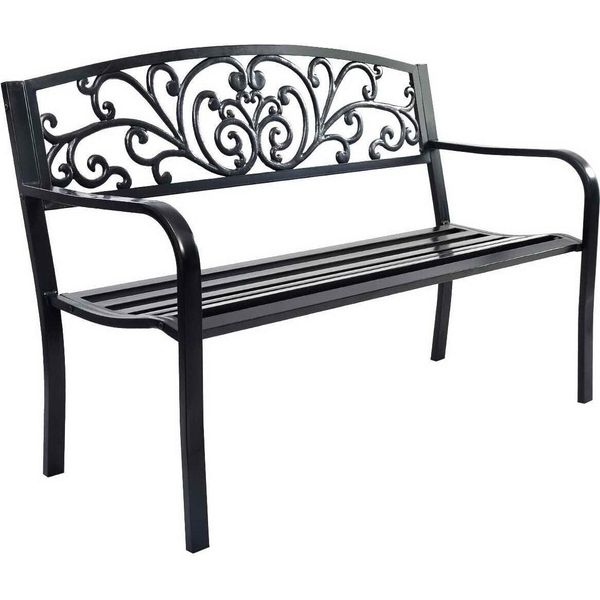 Costway Panca Da Giardino Panca Da Parco Panca Da Giardino In Ghisa Metallo 127 X 60 X 85 Cm-image