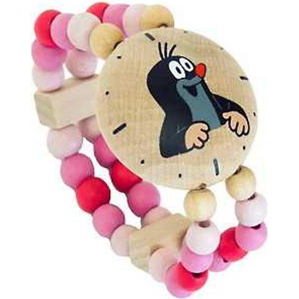 Orologio Detoa Con Polso Talpa In Legno Rosa Sulla Scheda-image