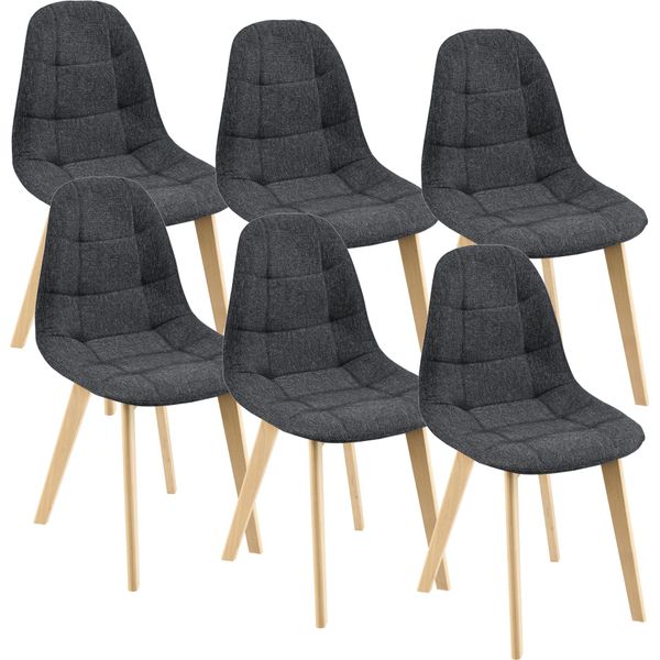 Sedia Da Sala Da Pranzo Kopparberg Set Di 6 Sedie In Tessuto Faggio Sedia Da Soggiorno 86 X 53 X 47 Cm Nero-image
