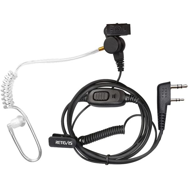 Retevis EEK009 Cuffia Radio Bidirezionale, Cuffia Di Sicurezza A 2 Poli Auricolari Con Copertura Della Bobina Del Tubo Acustico Compatibile Con Retevis RT24 RT27 RT622 (1 Pcs.)-image