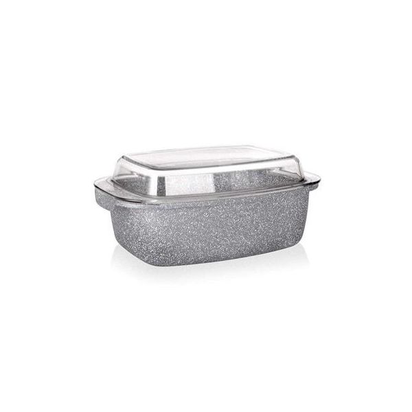 Teglia Antiaderente Banquet Granite 32,5 X 21 X 11 Cm, 5,7 L, Con Coperchio In Vetro-image