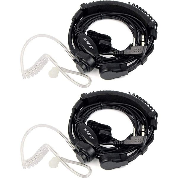 Retevis K001 Walkie Talkie Gola Microfono Ptt Auricolare 2-Pin Compatibile Con Walkie Talkie RT24 RT27 RT22 RT21 RT81 RT28 RT1 Baofeng BF-88E BF-888S Kenwood (2 Pc.)-image