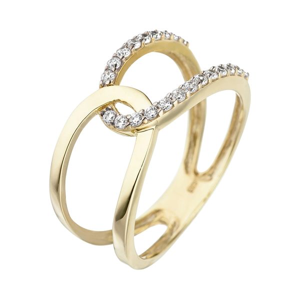 Goldring Jobo Gr. 58, Gelb (Gelbgold 375), Fingerringe, Damen, 58, Gelbgold 375, Goldring, 375 Gold Mit Zirkonia-image