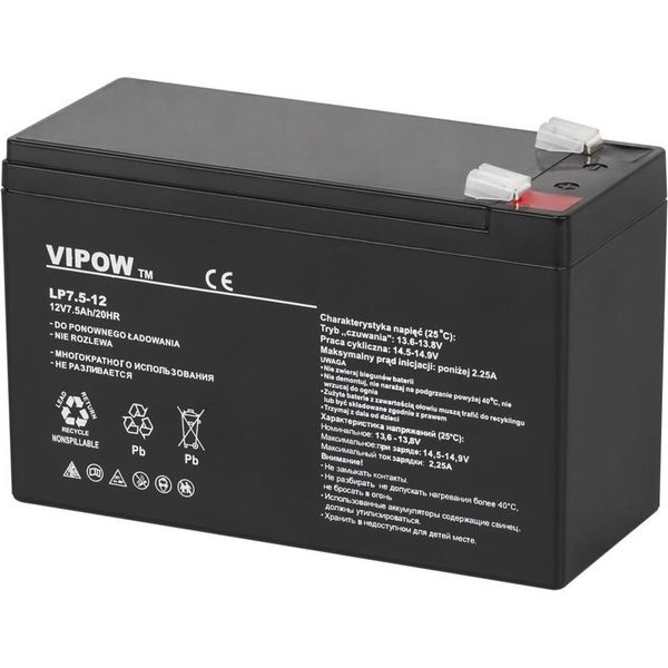 Batteria Al Gel Vipow 12V/7,5Ah: Esente Da Manutenzione, Di Lunga Durata E Durevole-image