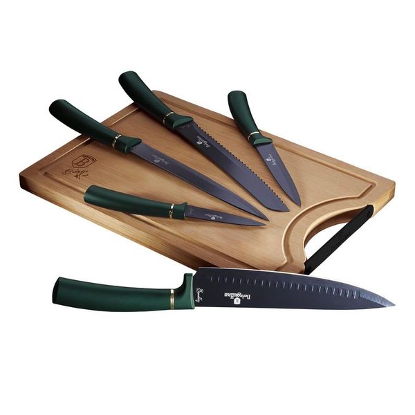 Berlinger Haus Set Di 5 Coltelli Da Cucina Con Tagliere Emerald 8923-image