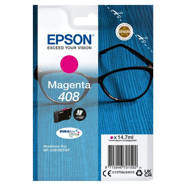 Epson 408 - 14,7 Ml - Alta Capacità - Magenta - Originale - Blister - Cartuccia D'inchiostro - Per Workforce WF-7-image