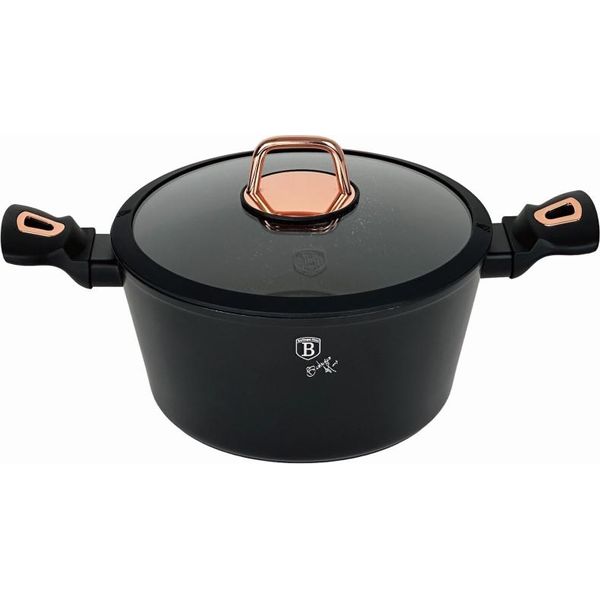 Casseruola Con Coperchio Con Superficie In Marmo 24 Cm Black Rose Collection BH-8165-image