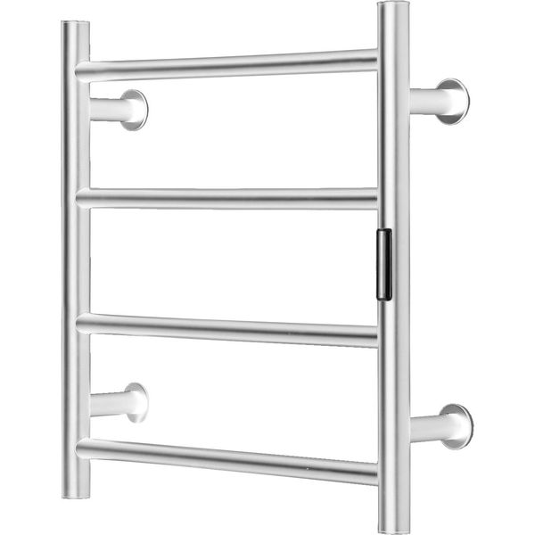 Succebuy Scaldasalviette Con 4 Barre, Scaldasalviette A Parete Con Timer, Display Led, Impermeabile IPX5, 5 Impostazioni Di Calore Regolabili, Argento-image