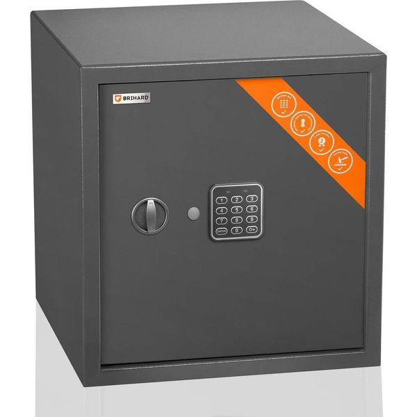 Brihard Cassaforte Elettronica 48 L 40X36X36Cm Antifurto Con Ripiano Nero-image