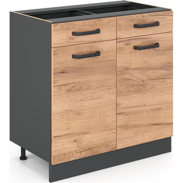 Vicco Mobiletto Base Per Cucina R-Line, 80 Cm Senza Piano Di Lavoro, Quercia Dorata/Antracite-image