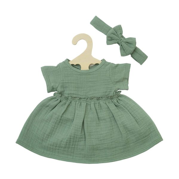 Heless - Vestito Per Bambole Con Volant E Cerchietto, , Verde Salvia, 2 Pezzi, Misura 28-35 Cm-image