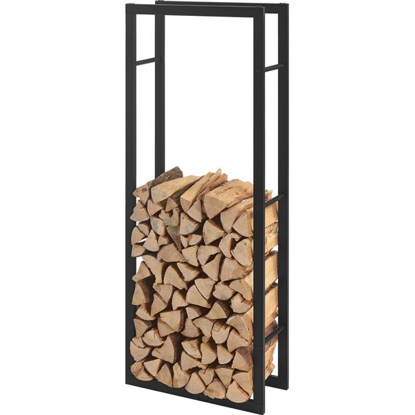 Rastrelliera Per Legna Da Ardere TäBy Rastrelliera Per Legna Da Ardere Internamente Esternamente In Metallo 60 X 25 X 150 Cm Supporto Per Legna Da Accatastare Supporto Per Legna Da Ardere Nero-image