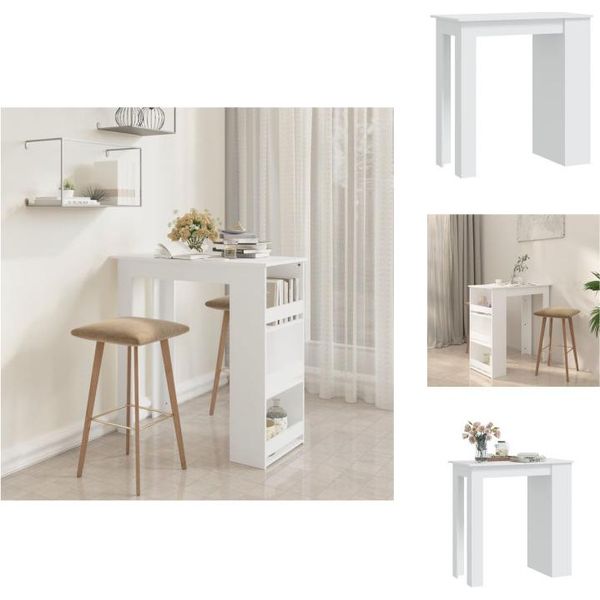 Vidaxl Tavolo Da Bar Con Ripiano Bianco 102X50X103,5 Cm In Legno - Tavoli Da Pranzo-image