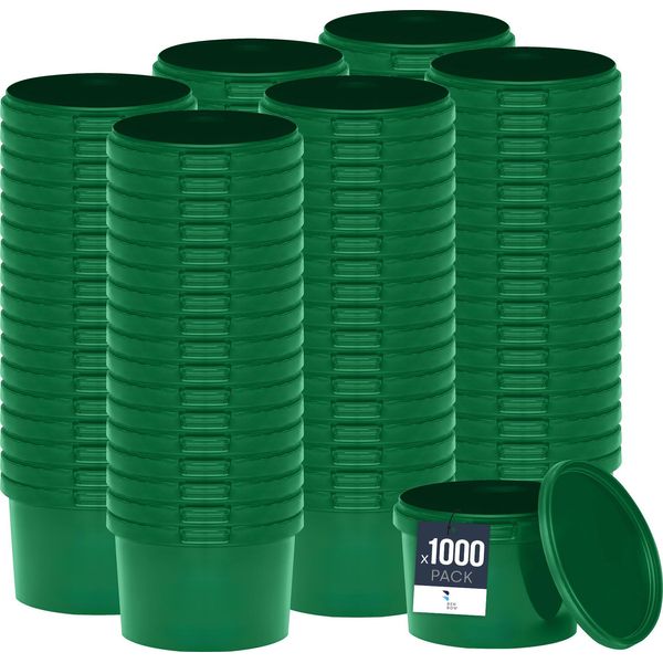 Benbow Secchio Con Coperchio 0,5L X1000 Verde - Sicuro Per Gli Alimenti, Robusto, Ermetico, A Prova Di Perdite, Inodore - Secchio In Plastica Con Manico - Vuoto-image