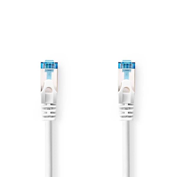 Cavo Di Rete Cat6A | S/Ftp | RJ45 Maschio | RJ45 Maschio | 2,00 M | Senza Strappo | Rotondo | Lszh | Bianco | Etichetta-image