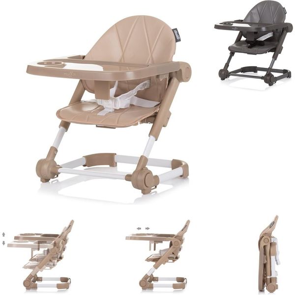 Sedia Per Bambini Chipolino, Booster Muffin Pieghevole, Cintura, Regolabile In Altezza, Vassoio Beige-image