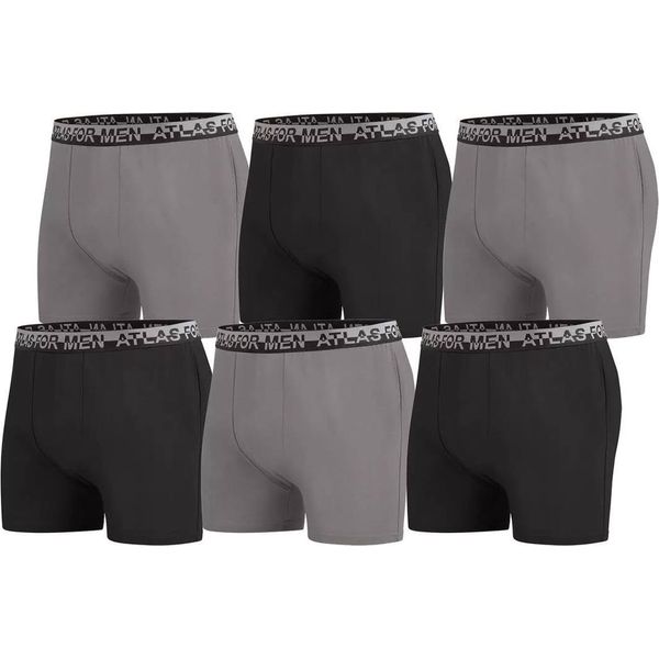 Atlas For Men - Boxer Da Uomo (Confezione Da 6) AF2694 (M) (Nero/Grigio)-image
