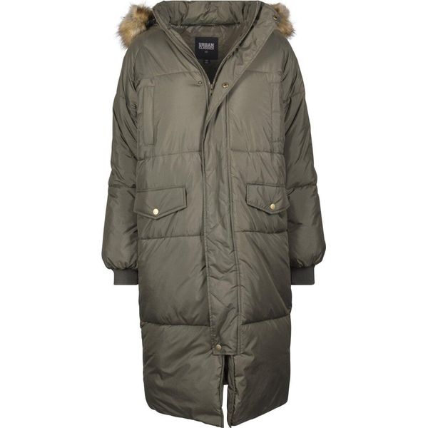 Urban Classics - Donna Cappotto Oversize In Pelliccia Sintetica Darkolive/Beige - Xl-image