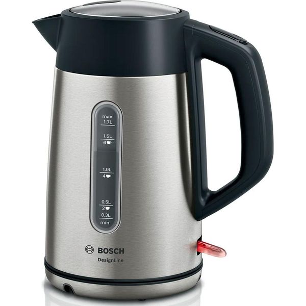 Bosch | Bollitore | Designline TWK4P440 | Elettrico | 2400 W | 1,7 L | Acciaio Inox | Base Girevole A 360° | Acciaio Inox/Nero-image