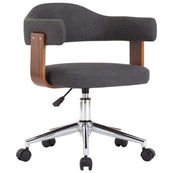 Vidaxl Sedia Da Pranzo Girevole In Legno Curvato E Tessuto Grigio-image