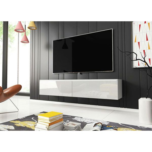Tavolino Per Tv Ceriee 140 - Bianco, Bianco Lucido-image