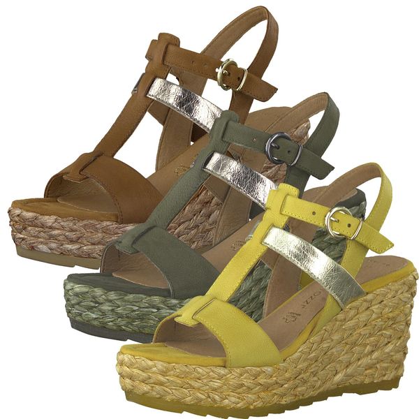Marco Tozzi Sandali Donna Con Zeppa In Pelle 2-28399-26, Misura:40 Eu, Colore:Giallo-image