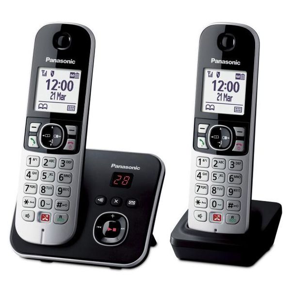 Panasonic KX-TG6862JTB Telefono Dect Cordless 2 Cornette Con Segreteria Nero Argento-image