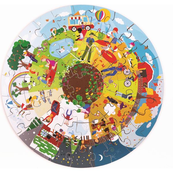 Bigjigs Toys Puzzle Rotondo Da Pavimento Quattro Stagioni 50 Pezzi-image