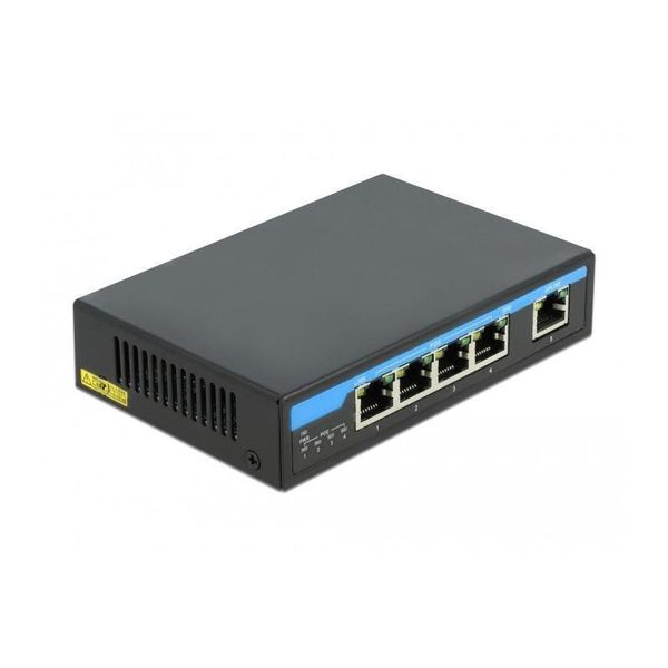 Delock - Switch - Non Gestito - 4 X 10/100/1000 (Poe+) + 1 X 10/100/1000 (Uplink) - Desktop - Poe+ (60 W)-image