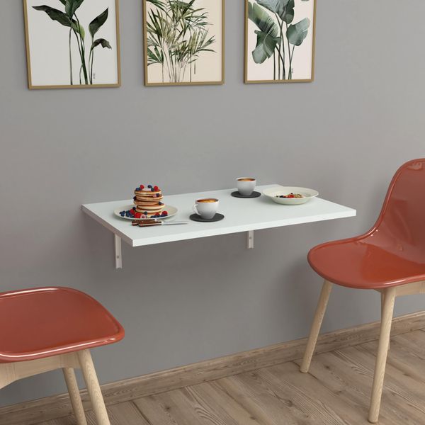 Tavolo Pieghevole A Parete Klepp 72X45Cm Tavolo Da Pranzo Pieghevole Tavolo Da Bar Tavolo Da Cucina Salvaspazio Per Montaggio A Parete Tavolo Multiuso Bianco-image
