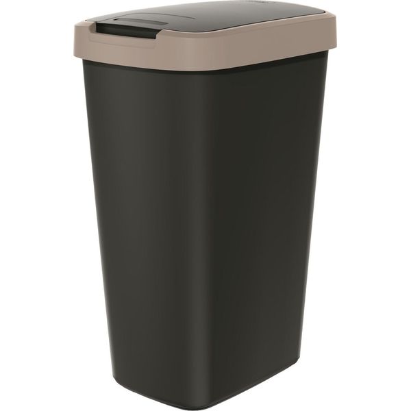 Portarifiuti 45L Con Coperchio Keden Compacta Q Nero Con Bordo Marrone Chiaro-image
