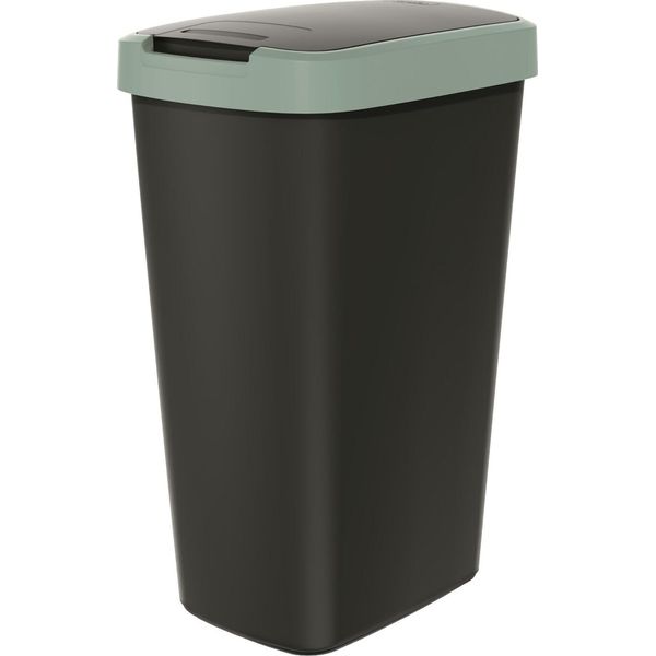 Portarifiuti 45L Con Coperchio Keden Compacta Q Nero Con Bordo Verde Chiaro-image