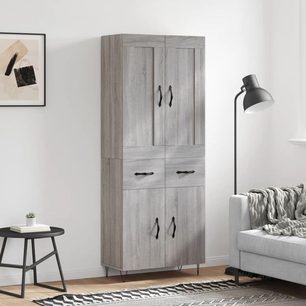 Best MöBel Vetrinetta Credenza Grigio Sonoma 69,5X34X180 Cm Materiale A Base Di Legno - Cassettiere CL3369397 2Parti-image