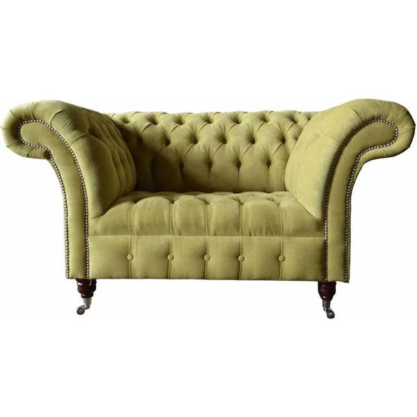 Poltrona Chesterfield Design Tessile Divano Tessuto Divano Tappezzeria Grigio Nuovo-image