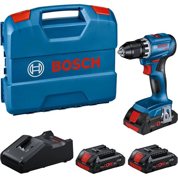 Bosch Gsr 18V-45 Trapano Avvitatore Professionale A Batteria 18 V 45 Nm Senza Spazzole ( 0615A5002N ) + 3X Batteria Ricaricabile Procore 4,0 Ah + Caricabatteria + Valigetta A L-image